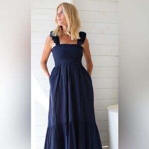 Marea Sasco Dress in navy cotton Small Maxi Dress